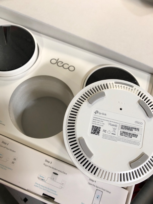 Photo 1 of (see all images) TP-Link Deco AX3000 WiFi 6 Mesh System(Deco X55) - Covers up to 6500 Sq.Ft. 3 Gigabit ports per unit, supports Ethernet Backhaul (3-pack)