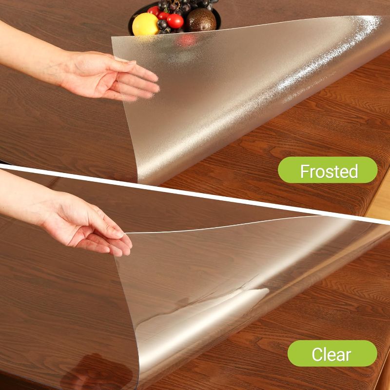 Photo 1 of (USED/FAIR) (BAGGED) ETECHMART Clear Round Table Cover Protector 60'', 2.0mm Thick Vinyl Waterproof Transparent Table Protector, Non-Slip Heat Resistant Clear Plastic Table Cover Protector for Coffee Table Hard Floor