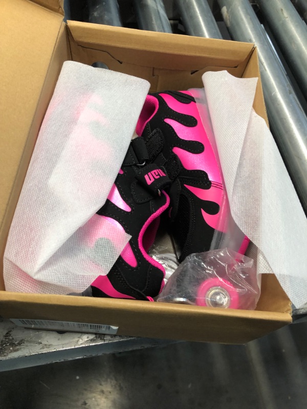 Photo 1 of (see images) Ufatansy Roller Shoes USB Rechargeable Roller Skate Shoes LED Fashion Sneakers Kids Tennis with Wheels for Boys Girls(12.5 M US=CN30,Black/Rose)