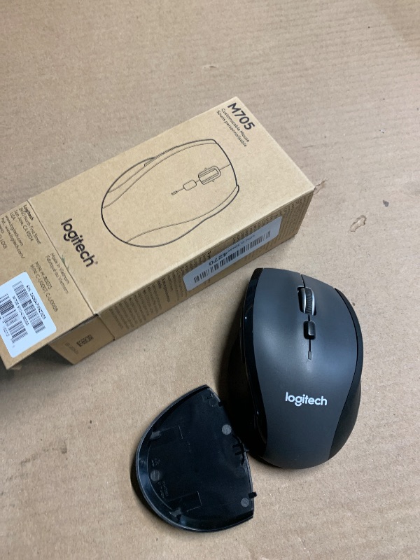 Photo 1 of Logitech M705 Marathon Wireless Mouse, 2.4 GHz USB Unifying Receiver, 1000 DPI, 5-Programmable Buttons, 3-Year Battery, Compatible with PC, Mac, Laptop, Chromebook - Black