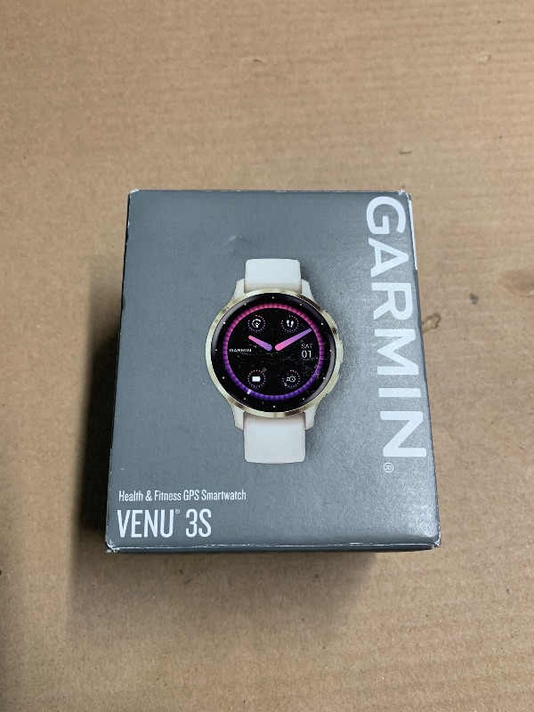 Photo 1 of (Missing pieces) Garmin Venu 3S Soft Gold Stainless Steel Bezel 1.2-Inch AMOLED Touchscreen Display Smart Watch with 41mm Ivory Case and Silicone Band