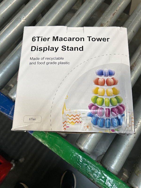 Photo 1 of 6 Tiers Round Macaron Tower Stand Plastic Transparent Cake Stand Macaron Display Rack Desserts Cupcake Holder Platter for Baby Shower, Birthday Party, Wedding, Party Decor