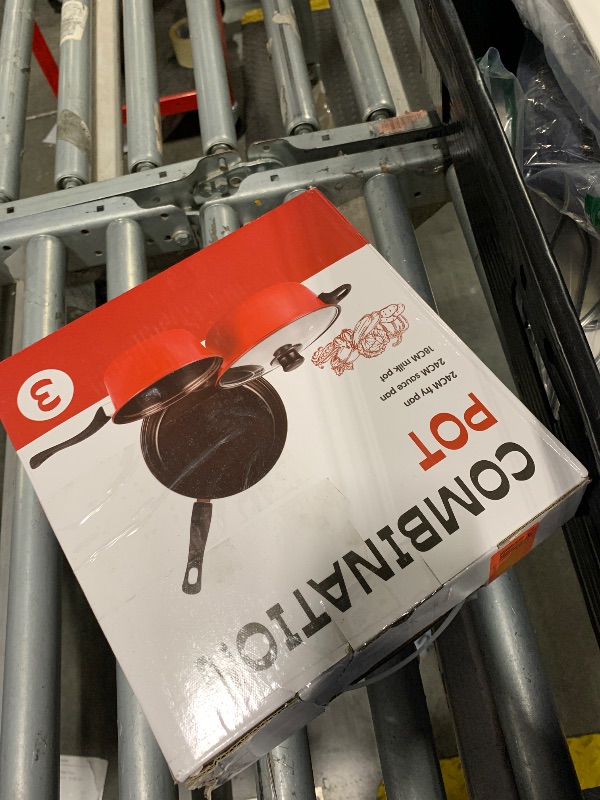 Photo 1 of Non-Stick Cookware Set, 4 Piece Set Portable Lightweight Cast Iron Pots and Pans with Glass Lids and Nylon Utensils for Outdoor Camping Picnic Travel