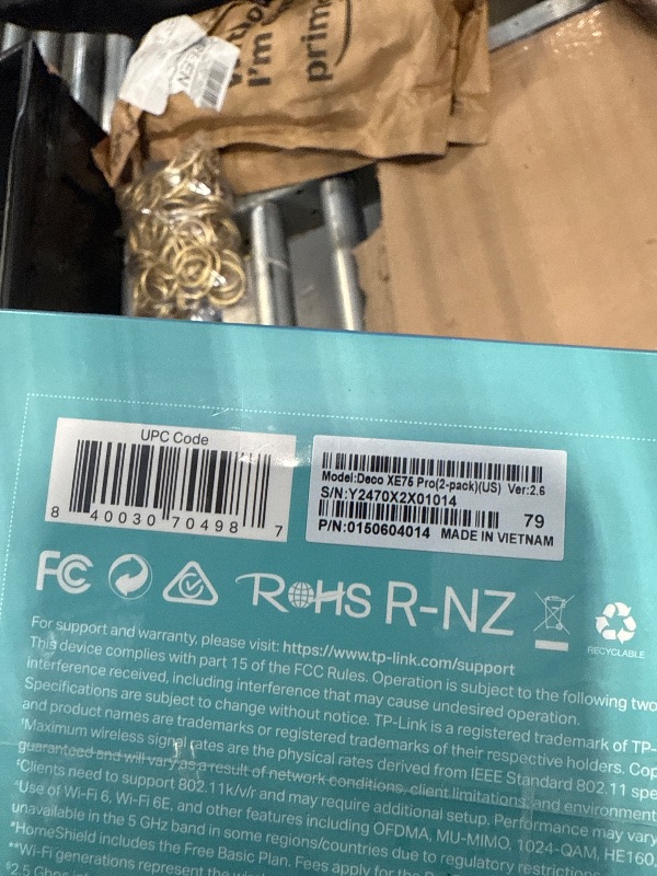 Photo 1 of ***FACTORY SEALING***
TP-Link Deco AXE5400 Tri-Band WiFi 6E Mesh System(Deco XE75 Pro) - 2.5G WAN/LAN Port, Covers up to 5500 Sq.Ft, Replaces WiFi Router and Extender, AI-Driven Mesh, New 6GHz Band, 2-Pack