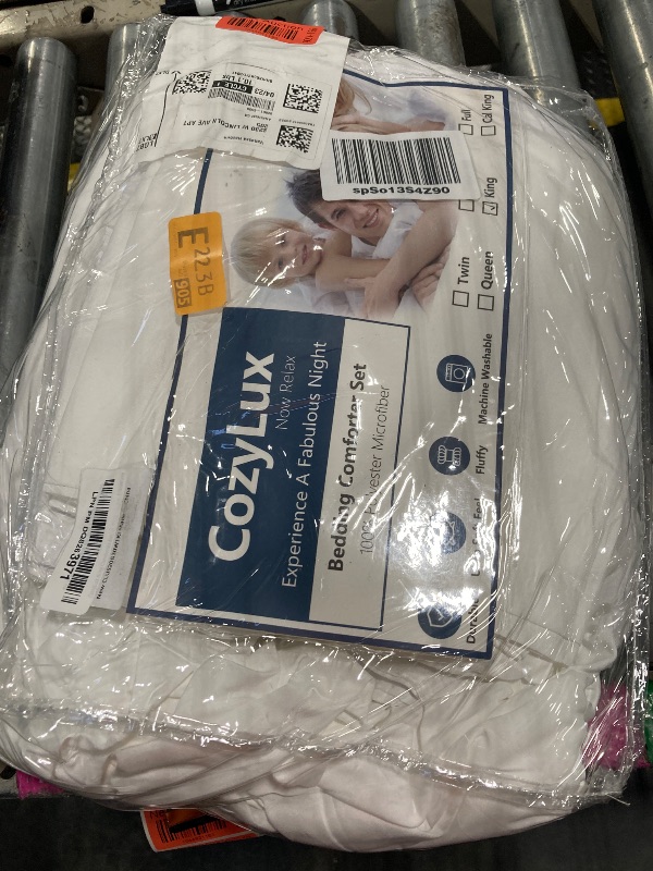 Photo 1 of **comforter missing**
CozyLux King Size Comforter Set White Seersucker 7 Pieces Bed in a Bag King Comforter Set with Sheets, Luxury Soft Bedding Set with Down Alternative Comforter, Sheets, Pillowcases & Shams All Seasons