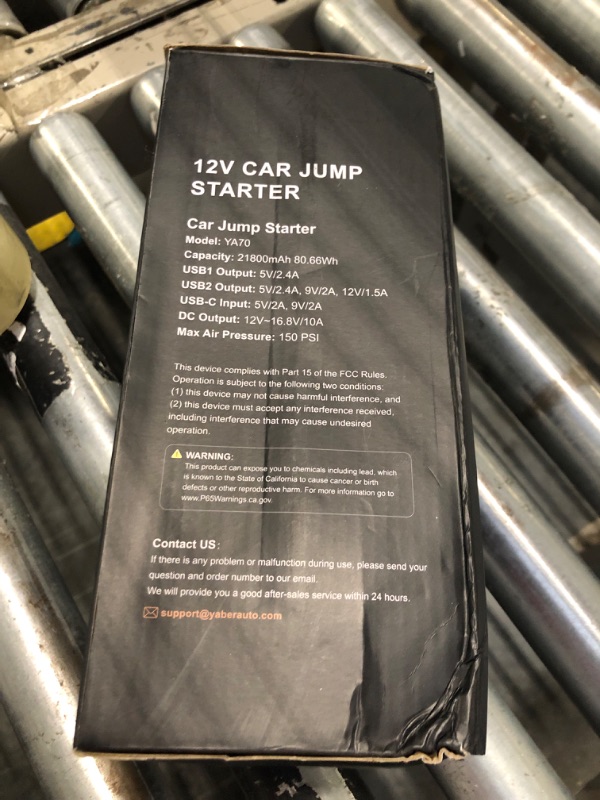 Photo 1 of 10-in-1 Jump Starter with Air Compressor 5000A 26800mAh 150PSI Portable Car Battery Jump Starter (All Gas/12L Diesel), 12V Jump Box Car Battery Jumper Starter Portable Jumper Cables, Lights