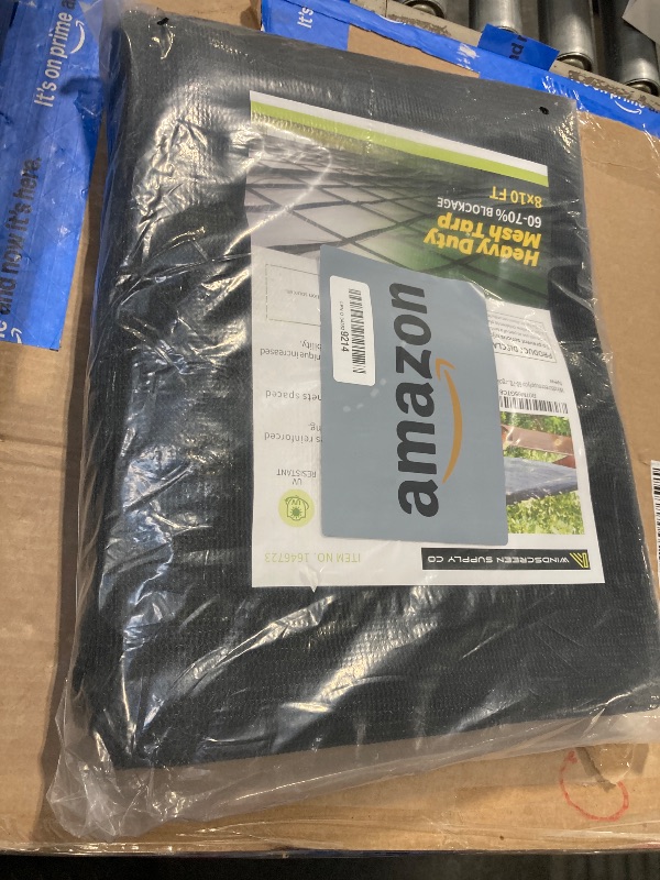 Photo 1 of [WindscreenSupplyCo] 60-70% 8 FT X 10 FT Mesh Tarp/Shade Cloth 9-Needle Knitted Heavy Duty Black with Grommets for Green House, Garden, pergola, Pools, Dump Truck - MT0810BLKX1