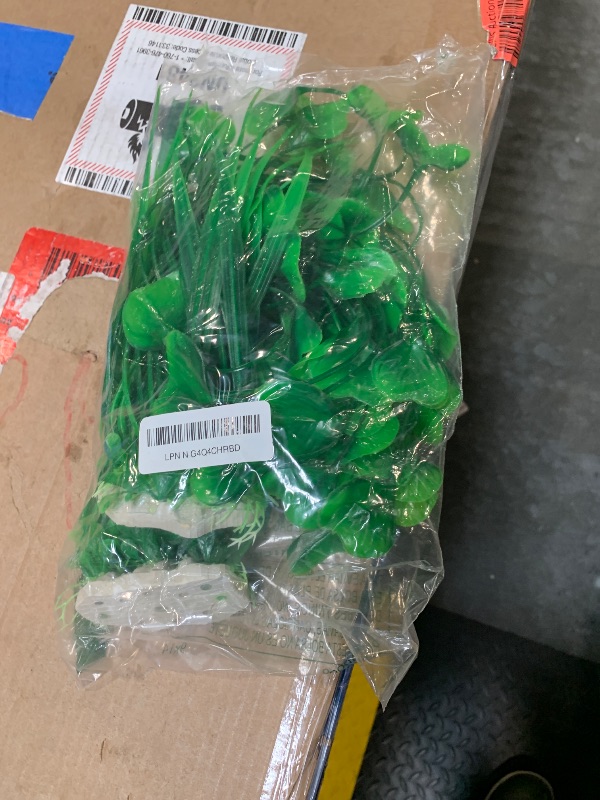 Photo 1 of  Plastic Fish Tank Plants, 2 Pack Artificial Tall Aquarium Plants for Fish Tank Decor green 