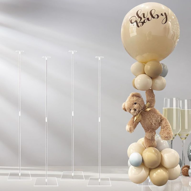Photo 1 of  Clear Acrylic Tabletop Balloon Stand Kit,  Balloon Stick Holder with Base for Table Top Centerpiece Party Decoration (Balloons Not Included