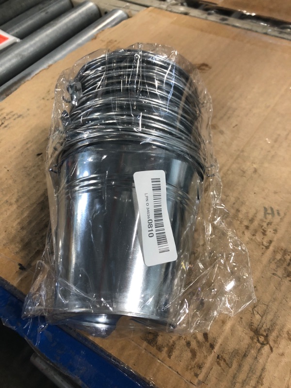 Photo 1 of 12 Pack Galvanized Metal Buckets with Handles for Party Decorations, Small Tin Pails (4.7 in)