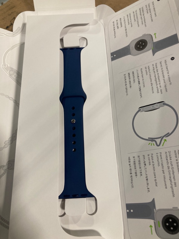 Photo 1 of [Locked to Owner] Apple Watch Series SE [GPS 44mm case] Smartwatch with Silver Aluminium Case with Denim Sport Band - S/M. Fitness Tracker, ECG App, Always-On Retina Display, Water Resistant.