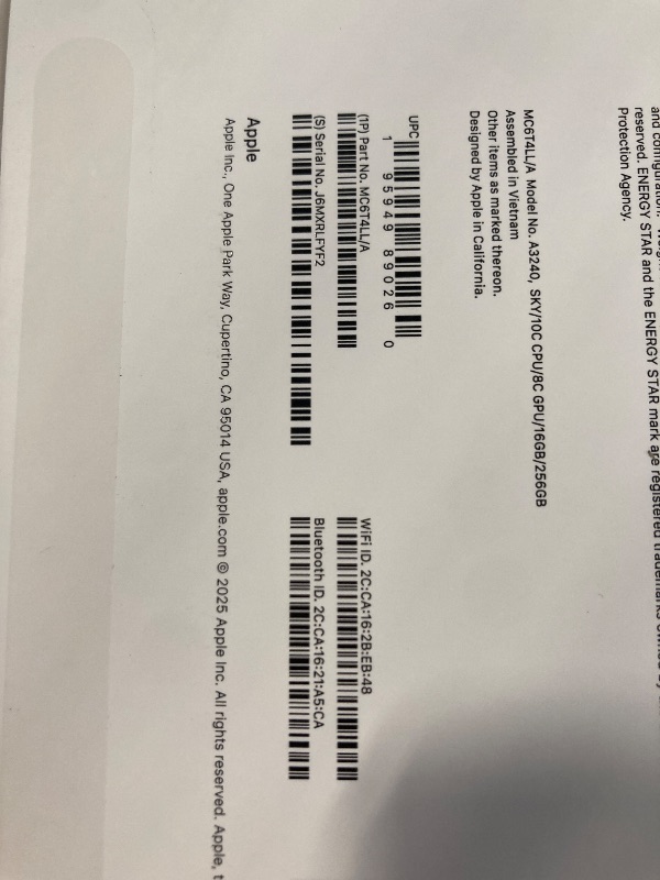 Photo 1 of ***FACTORY SEALED, OPEN FOR INSPECTION***
Apple 2025 MacBook Air 13-inch Laptop with M4 chip: Built for Apple Intelligence, 13.6-inch Liquid Retina Display, 16GB Unified Memory, 256GB SSD Storage, 12MP Center Stage Camera, Touch ID; Sky Blue