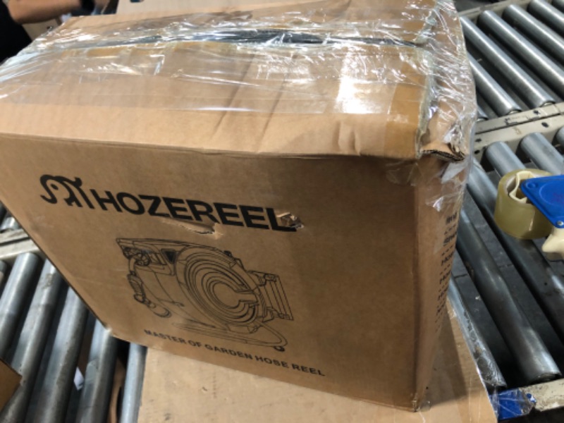 Photo 1 of 110 FT Retractable Garden Hose Reel by HOZEREEL, Outdoor Garden Hose Reels 1/2" - Automatic Self Retract Wall Mount Hose Reel Enclosed Storage, Any Length Lock, 10 Pattern Nozzle-Grey