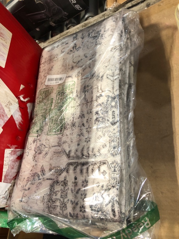 Photo 1 of jinchan Runner Rug 3x10 Washable Hallway Rug Vintage Indoor Thin Retro Floor Cover Distressed Gray Floral Country Lightweight Non Slip Carpet for Entryway Bathroom Kitchen Bedroom Living Room Grey