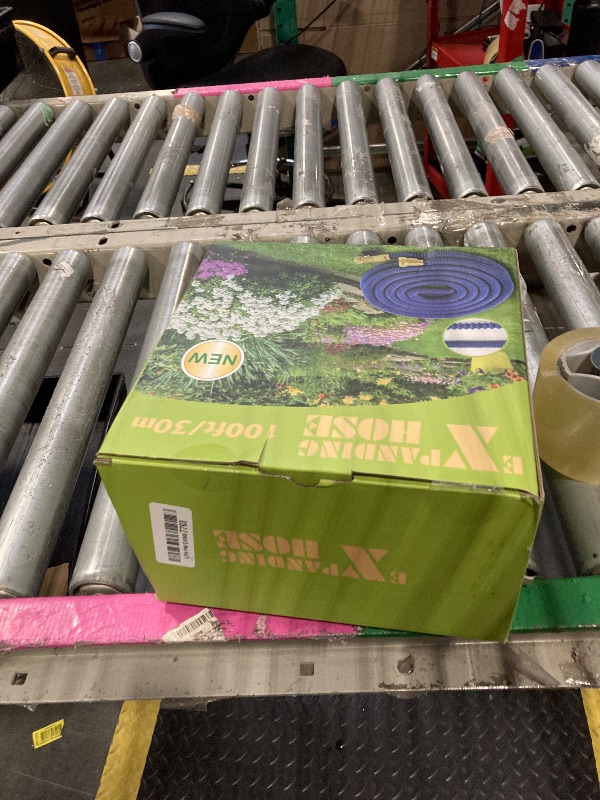 Photo 1 of 100 ft Expandable Garden Hose - Durable 3750D Fabric, 4-Layer Latex Core, Solid Brass Connectors Expanding Water Hose - 10 Spray Nozzles & Convenient Storage Bag Included