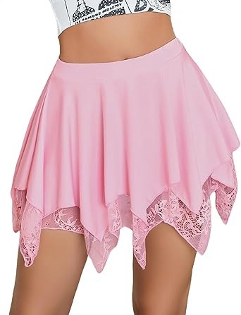Photo 1 of **SIMILAR ITEM **MakeMeChic Women's Mesh Elastic High Waisted Mini Skirt Ruffle Tiered Skirts Dusty Pink Medium