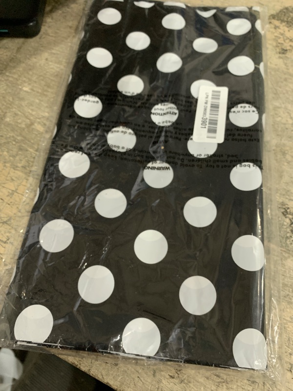 Photo 1 of 1 Piece Black Polka Dot Rectangle Tablecloth