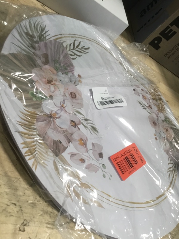 Photo 1 of 50 Pack Paper Placemats Disposable Boho Floral Leaves Place Mats 13.7 Inch Bohemian Round Table Mats for Birthday Spring Wedding Bridal Baby Shower Party Supplies