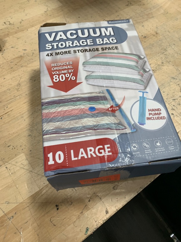 Photo 1 of 10 Large Vacuum Storage Bags with Hand Pump, Large Vacuum Seal Bags for Clothing, Space Saver Bags for Travel Lugggage, Blankets, Comforters