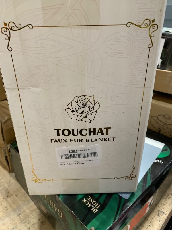 Photo 1 of (opened) Touchat Luxury 1000GSM Faux Rabbit Fur Throw Blanket, Super Heavy Warm Cozy Blankets for Couch Bed Sofa, Bubble Plush Fuzzy Elegant Soft Reversible Mink Blanket for Living Room Bedroom, Cream White