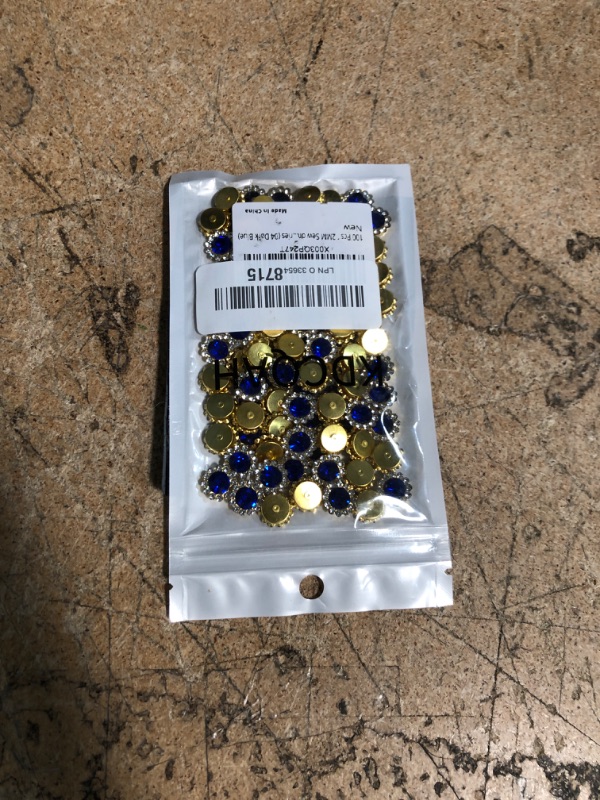 Photo 1 of 100 Pcs 12MM Sew on Rhinestones Crystals Glass Metal Base Sewing Flower Claw Rhinestones for Clothes Shoes Earring Belt Crafts Sewing Accessories (04 Dark Blue)