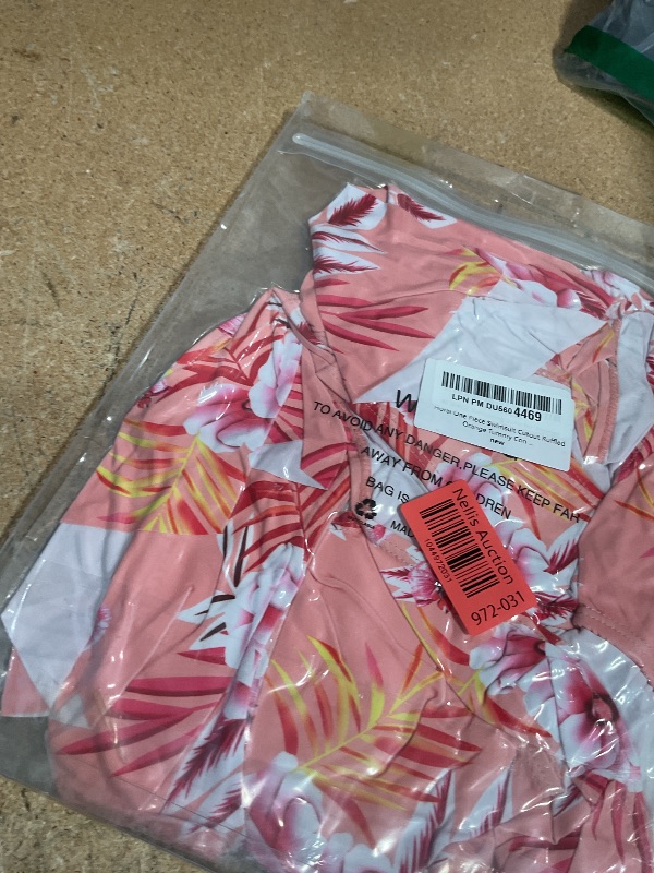 Photo 1 of AI'MAGE Womens One Piece Swimsuit Tummy Control Cutout Ruffle Bathing Suits 2024 Swimming Suit, Orange Floral Print M