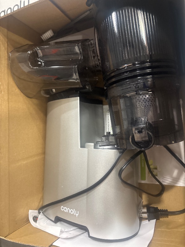 Photo 1 of Cold Press Juicer, 5.8" Wide Feed Chute Juice Extractor Machine with 400W, High Juice Yield, Slow Masticating Juicer for Whole Vegetables & Fruits, Premium Silver
