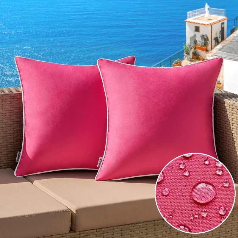 Photo 1 of 
MIULEE Pack of 2 Outdoor Waterproof Pillow Covers Decorative Farmhouse Throw Pillow Covers Square Solid Color Couch Pillow Covers Spring for Patio Tent Bed...