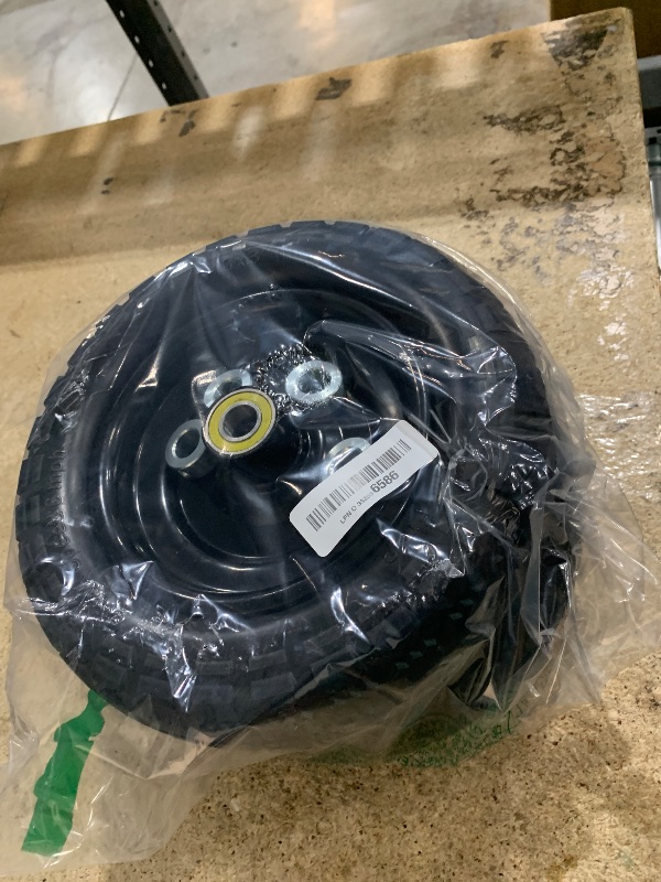 Photo 1 of 10 Inch Solid Rubber Tires, 4.10/3.50-4 Tire and Flat Free with 5/8" Bearings, 2.17" Offset Hub for GOR Garden Carts, Garden Wagon Carts, Trolleys, Hand Trucks and Utility Cart(2 Pack)