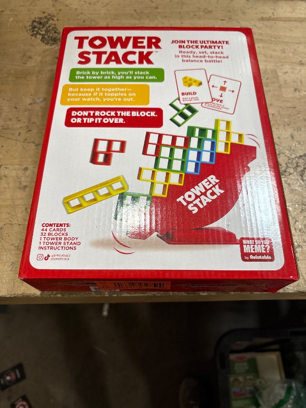 Photo 1 of WHAT DO YOU MEME? Tower Stack - Head to Head Stacking Game by Relatable, Games for Kids 8+, Board Games for Family Night