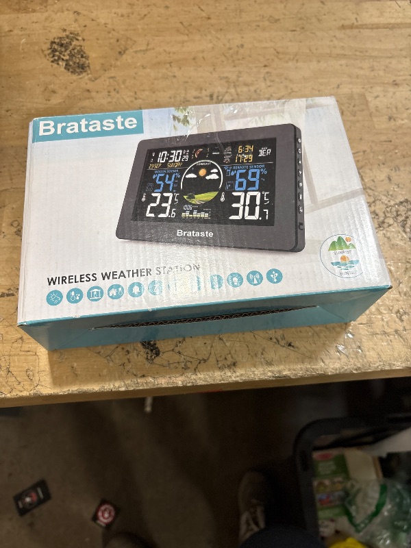 Photo 1 of Weather Station Wireless Indoor Outdoor, Digital Thermometer with Remote Sensor, 7.5'' HD VA Display Home Weather Stations, Accurate Temperature Humidity Gauge with Weather Forecast, Atomic Clock