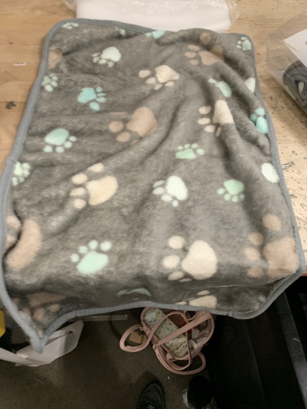 Photo 1 of 1 Pack 3 Puppy Blankets Super Soft Warm Sleep Mat Grey PAW Print Blanket Fleece Pet Blanket Dog Blankets for Small Dogs Puppy Dogs Fluffy Cats,Small(23"x15")