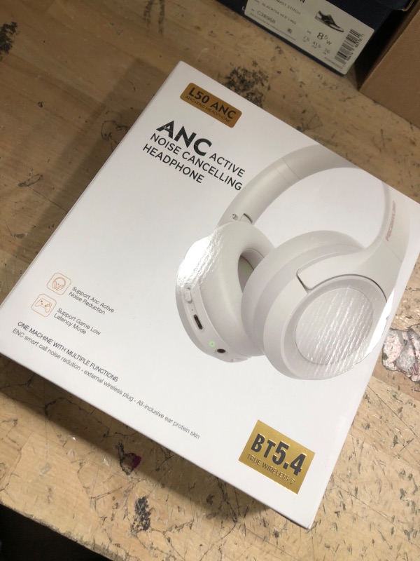Photo 1 of Active Noise Cancelling Headphones with Transparency Mode, 80H Playtime Wireless Over Ear Bluetooth Headphones with ENC Microphone, Deep Bass, Memory Foam Ear Cups, for Travel, Home Office, White