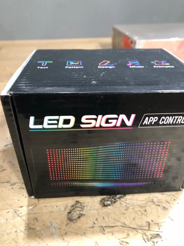 Photo 1 of KJOY USB 5V LED Sign, Bluetooth, App Control, Flexible, Programmable Custom Text Pattern Animation Scrolling Display for Car, Store, Party, Bar, Hotel, Concert, 14.6''x3.6''