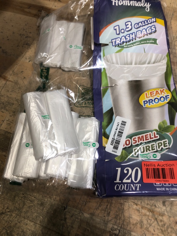 Photo 1 of 1.3 Gallon 120 pcs (1.2-1.3 Gal) Small Clear Trash Bags, Strong 1.2 Gallon 1.3 Gallon Garbage Bags, Bathroom Trash Can Bin Liners,Mini Bags Waste Basket Liner,Fit 5-6 Liter, 1-1.3 Gal (1.3C120)