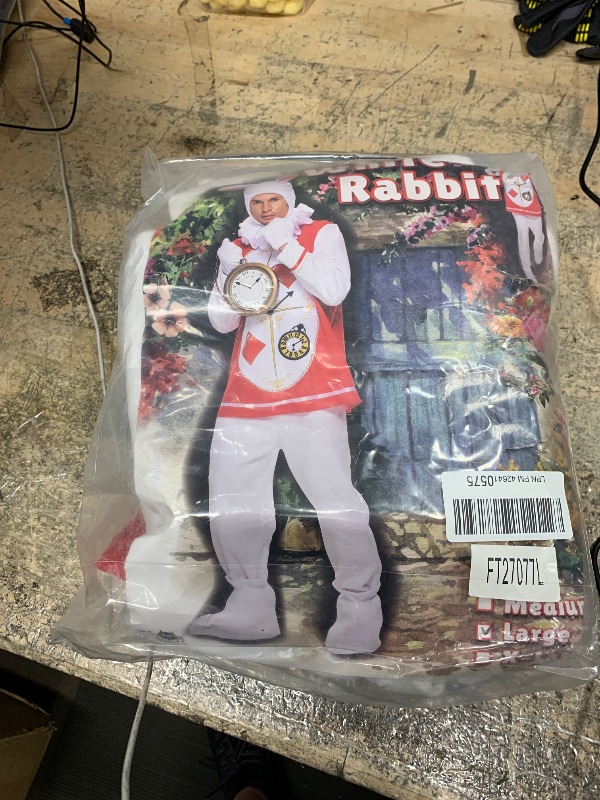 Photo 1 of (used)(missing pieces) Megartico Halloween Adult Alice White Rabbit Costumes Men Fantasy White Bunny Party Suit L