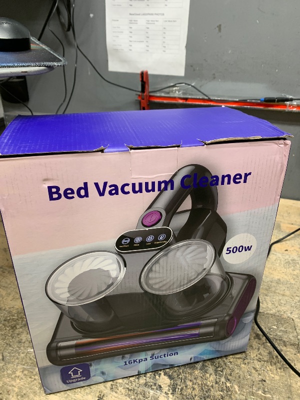 Photo 1 of Mattress Vacuum Bed Vacuum Cleaner with UV 16Kpa Suction HEPA Filter 253.7nm UV-C Light & 30000 Rpm/Min Brushroll Rotation & Heating & Ultrasonic Quintuple Tech, Widened Suction Port, 500W, Corded