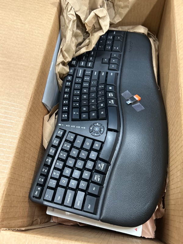 Photo 1 of MEETION Ergonomic Wireless Keyboard and Mouse, Ergo Keyboard with Vertical Mouse, Split Cushioned Wrist Palm Rest, Natural Typing, Rechargeable, Full Size, Windows/Mac/Computer/Laptop, Black DirectorC