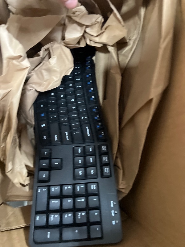Photo 1 of Amazon Basics Ergonomic Keyboard and Mouse Combo, Wireless, Right-Handed, 2.4 GHz USB, PC, Laptop, Black