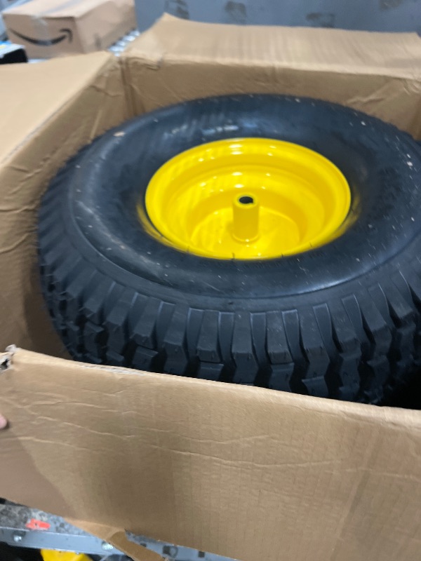 Photo 1 of (2-Pack) 20x8.00-8 Rear Tire and Wheel Assemblies - 4 Ply Tubeless Tire Compatible Replacement for Riding Lawn Mowers - 3/4" Borehole, 3.5" Offset Hub and 3/16" Keyway