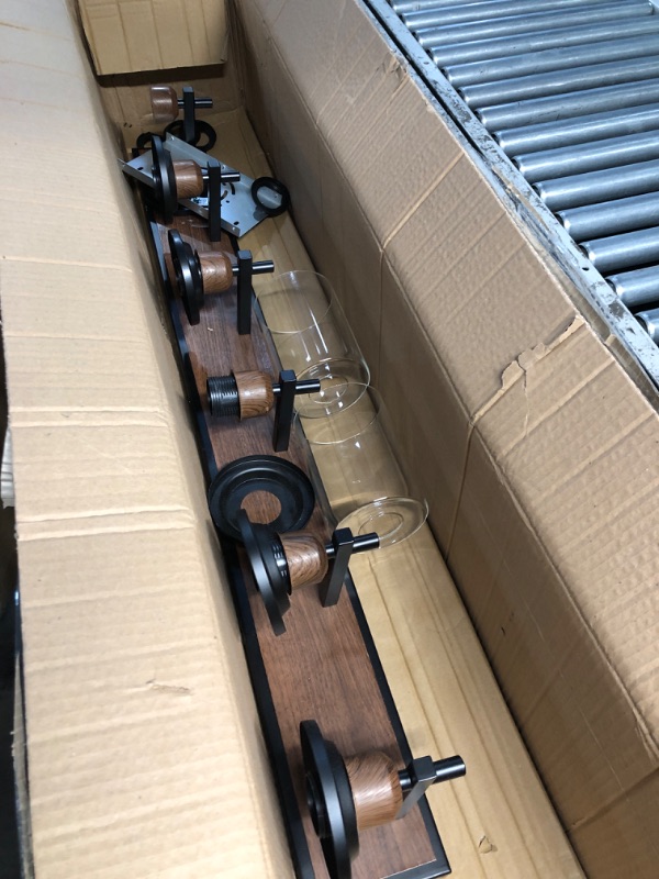 Photo 1 of (PARTS) (UNTESTED) Lanhall 6-Light Farmhouse Bathroom Light Fixtures Vintage Bathroom Vanity Lights Over Mirror Black and Wood Painted Metal Vanity Light for Bathroom with Glass Shades E26 Socket