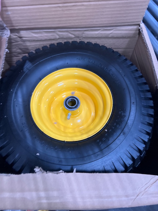 Photo 1 of 2PCS 15x6.00-6 Lawn Mower Tire 15x6-6 Front Tire Fit for John Deere(Most 100 and 300 Series)/Cub Cadet Riding Mowers, with 3"- 4.4" Offset Hub and 3/4" & 5/8" & 1" Bearing,4 Ply, 570lbs Capacity