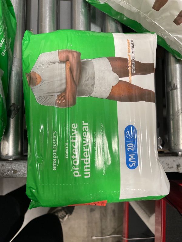 Photo 1 of Amazon Basics Incontinence Underwear for Men, Maximum Absorbency, Small/Medium, 20 Count (1 Pack)