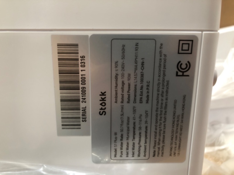 Photo 1 of *UNABLE TO TEST*Stokk Tankless Reverse Osmosis System, 8 Stage Reverse Osmosis Water Filter, NSF/ANSI 58&42&372 Under Sink RO System, 2.5:1 Pure to Drain, Smart LED Faucet, Reduce PFAS, 600 GPD, S1 Plus White