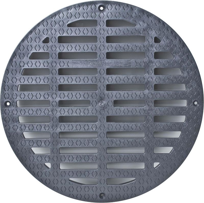 Photo 1 of *PHOTO FOR REFERENCE* Storm Drain Round Flat Grate for Catch Basin, Black
