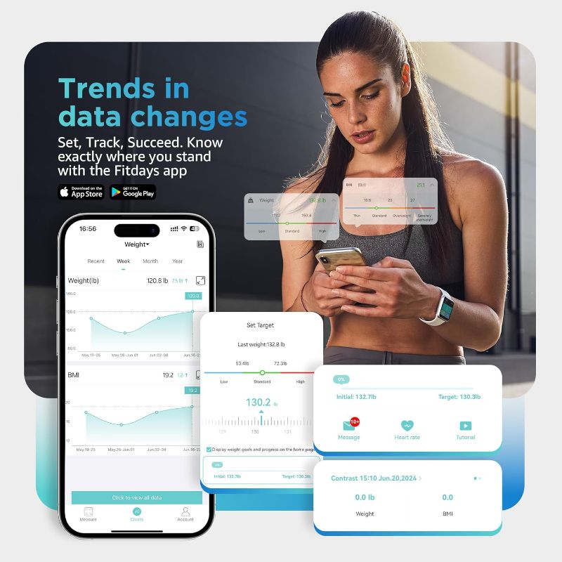 Photo 1 of (NO BATTERY) Posture Scale for Body Weight and Fat Percentage, 8 Electrodes Larger Platform Digital Scale for BMI 28 Body Composition Measurement, Bathroom Smart Scales with LED Display FSA or HSA Eligible