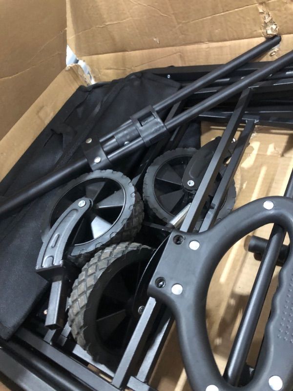 Photo 1 of ***PARTS ONLY ITEM*** Collapsible Wagon 220 lbs, Heavy Duty Wagon Carts Foldable, Portable Wagons for Groceries, Beach Cart with All-Terrain Wheels & Drink Holders, Utility Wagon for Shopping, Sports, Camping, Black