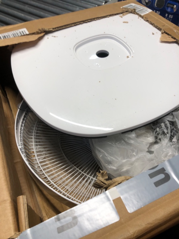Photo 1 of Amazon Basics 16" DC Motor Fan, 12 Speed Fan with Remote, Floor Fan, Standing Fan with 3 Breeze Modes, Dual-Layered Blades (10 Blades), Timer, Energy Efficiency and Quiet DC Motor (28W), White