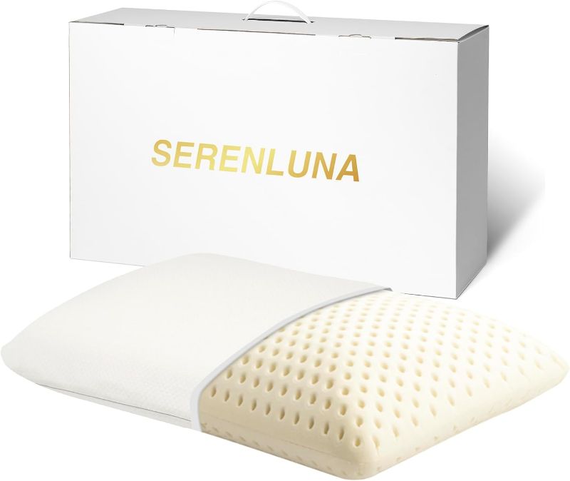 Photo 1 of 100% Natural Talalay Premium Latex Pillow, Removable Cotton Cover Bed Pillows for Sleeping
