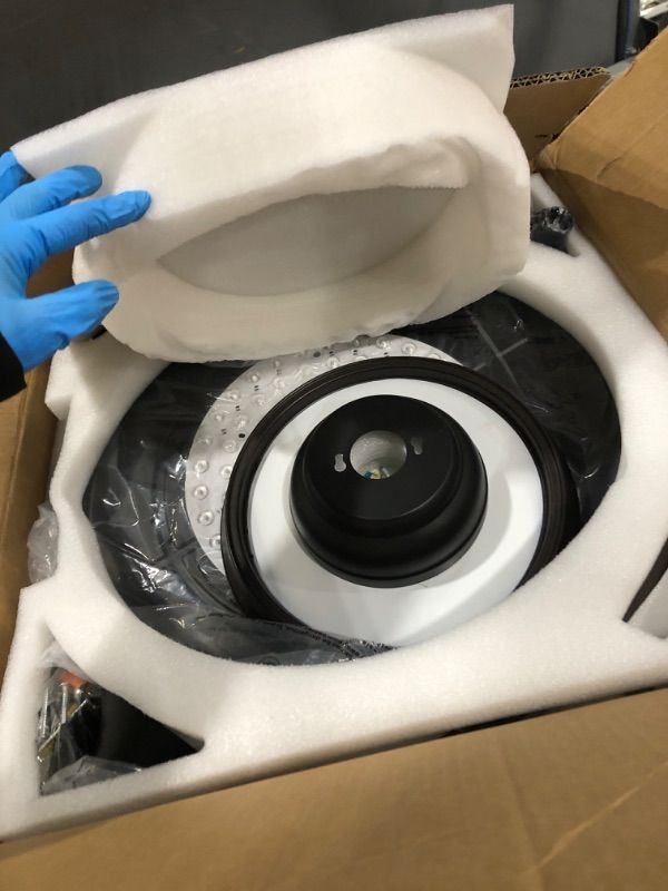 Photo 1 of ***DAMAGED - SHADE DENTED - MISSING REMOTE - UNABLE TO TEST - SEE PICTURES***
42 Inch Black Modern Ceiling Fan With Lights and Remote - Retractable Fandelier, 6 Speed Dimmable Memory LED, Silent Reversible APP Control Smart Fan for Bedroom Kitchen